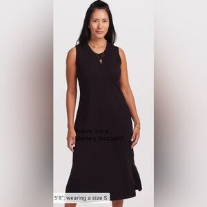 WOOLX Cassie Dress Duralite ALL SEASON Merino Wool Black Sleeveless Midi Dress M